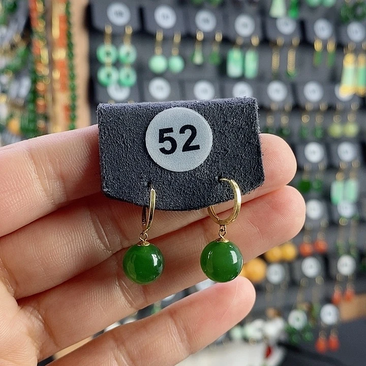 和田玉耳饰18K金镶嵌