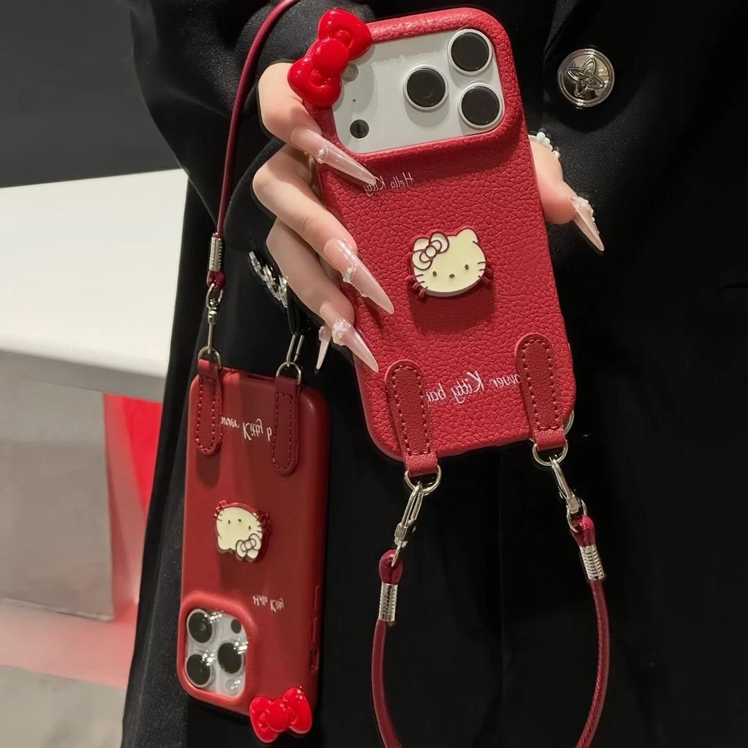 蝴蝶结KT贴件挂绳适用苹果17/16promax手机壳小米14vivoppo华为70