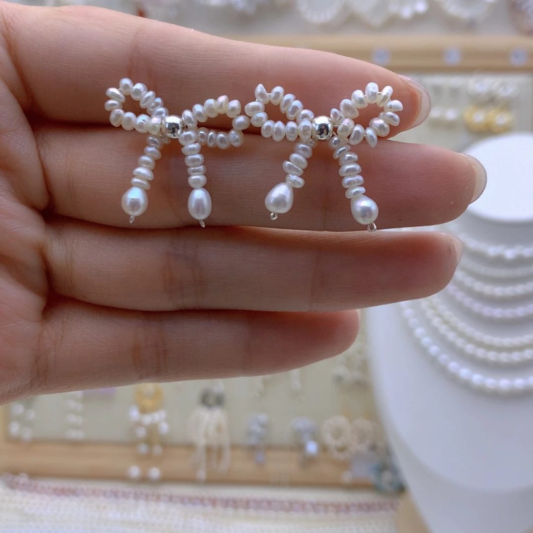 银S925镶嵌淡水珍珠耳饰