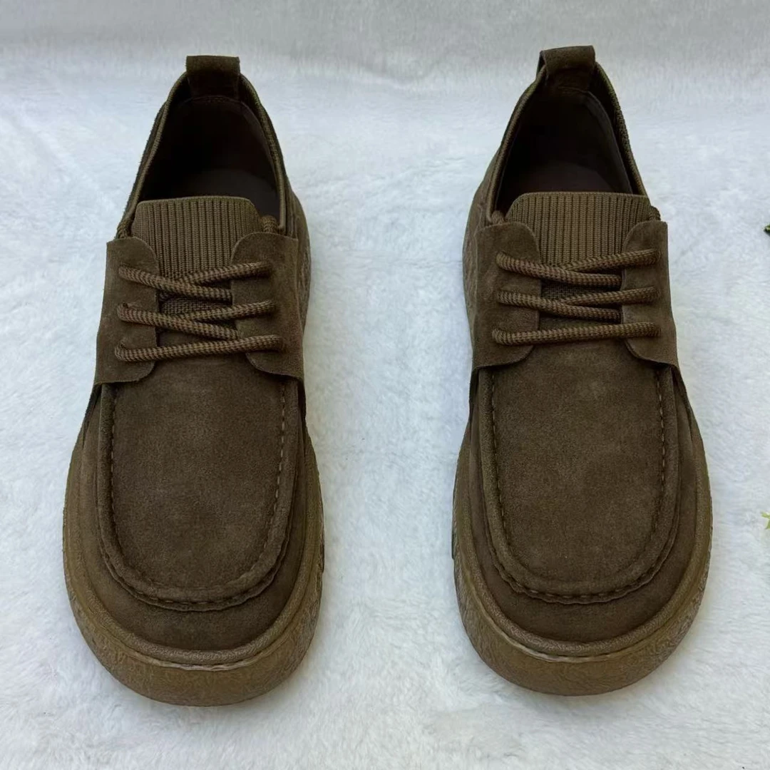 D99磨砂复古轻便男士勃肯鞋时尚潮流系带透气百搭舒适休闲皮鞋