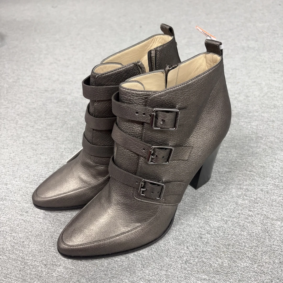 95新 JIMMY CHOO/吉米周 高跟靴子39.5灰色/251226VZXYQ01