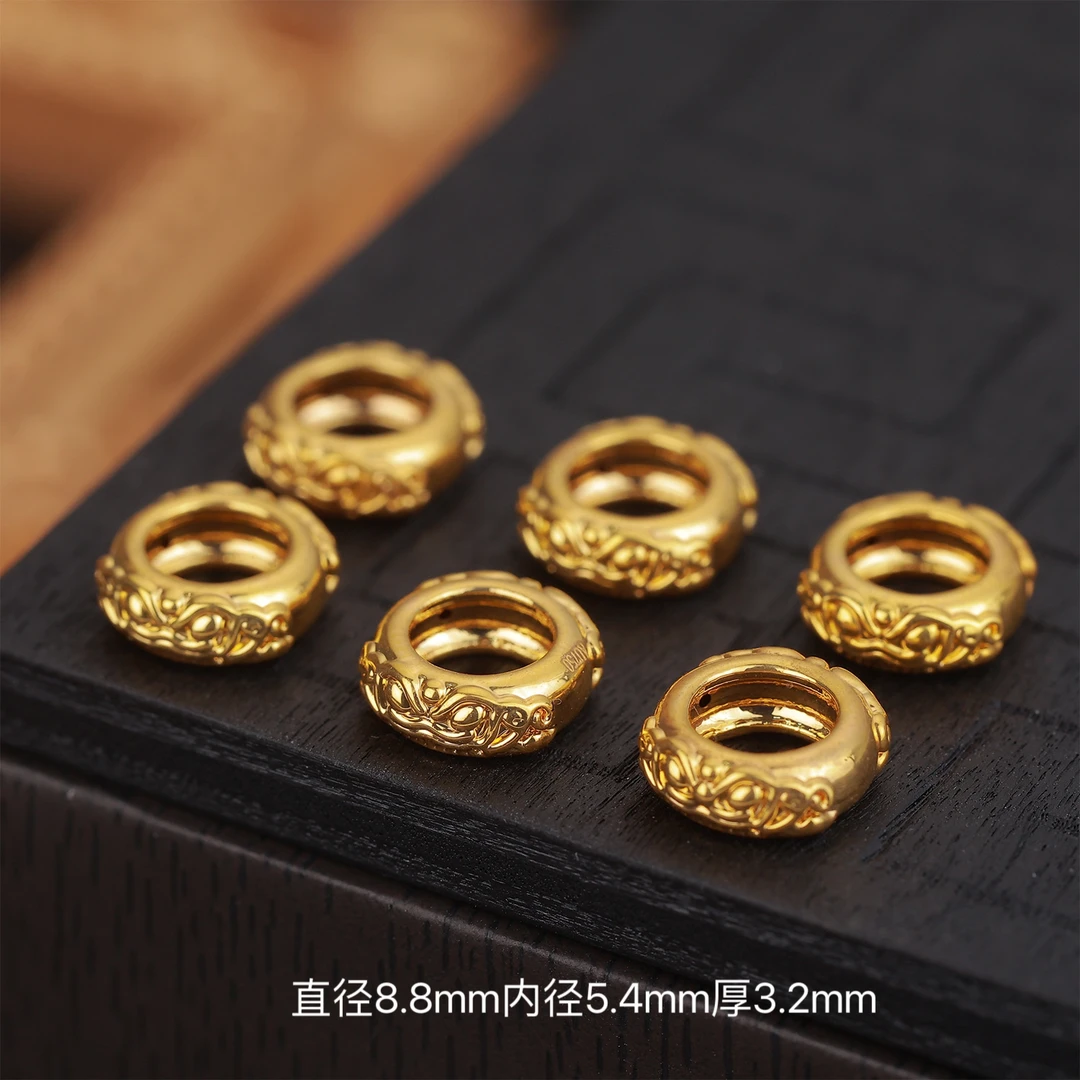 【来福工厂】18k金精工貔貅招进旺瑞兽卡环跑环大孔垫片DIY手串项链