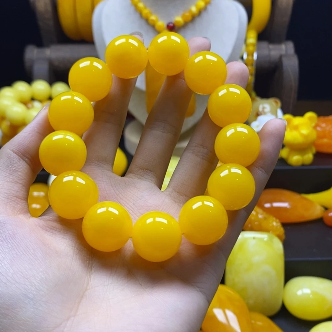 花***️非金属全品无暇鸡油黄手串