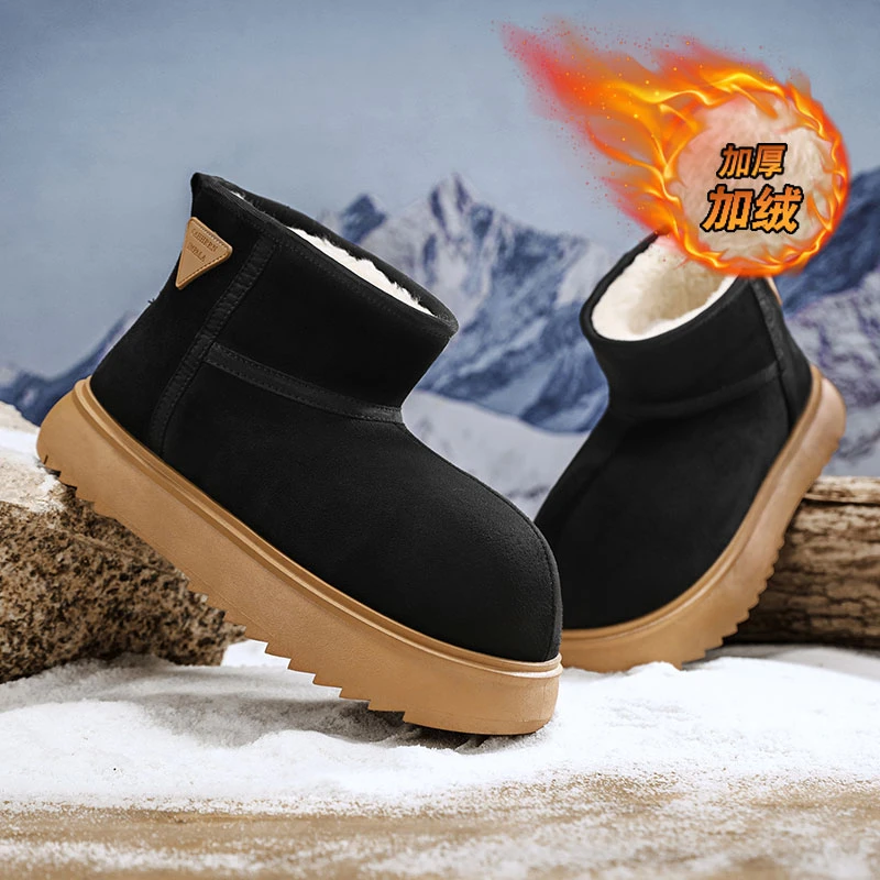 男鞋KDWG欧洲站卡皮巴拉丑萌网红爆款冬季短靴东北加绒加厚雪地靴