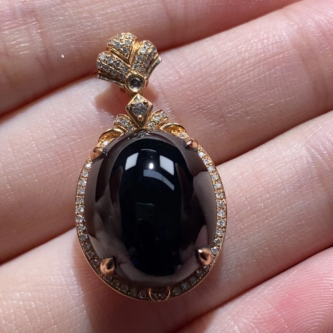 翡翠18K金镶嵌吊坠(不含链)