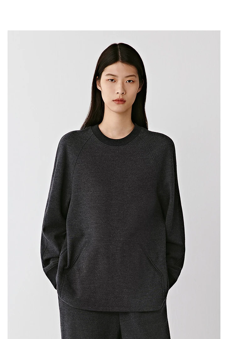 D【禾】精纺缩绒羊毛针织卫衣