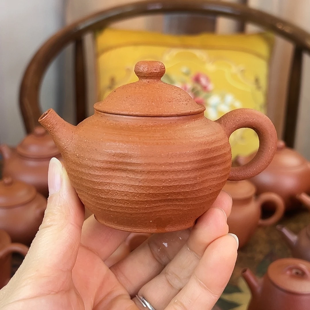 茶壶紫砂精品原矿 巨轮珠 鱼籽朱泥 全手工艺 140cc