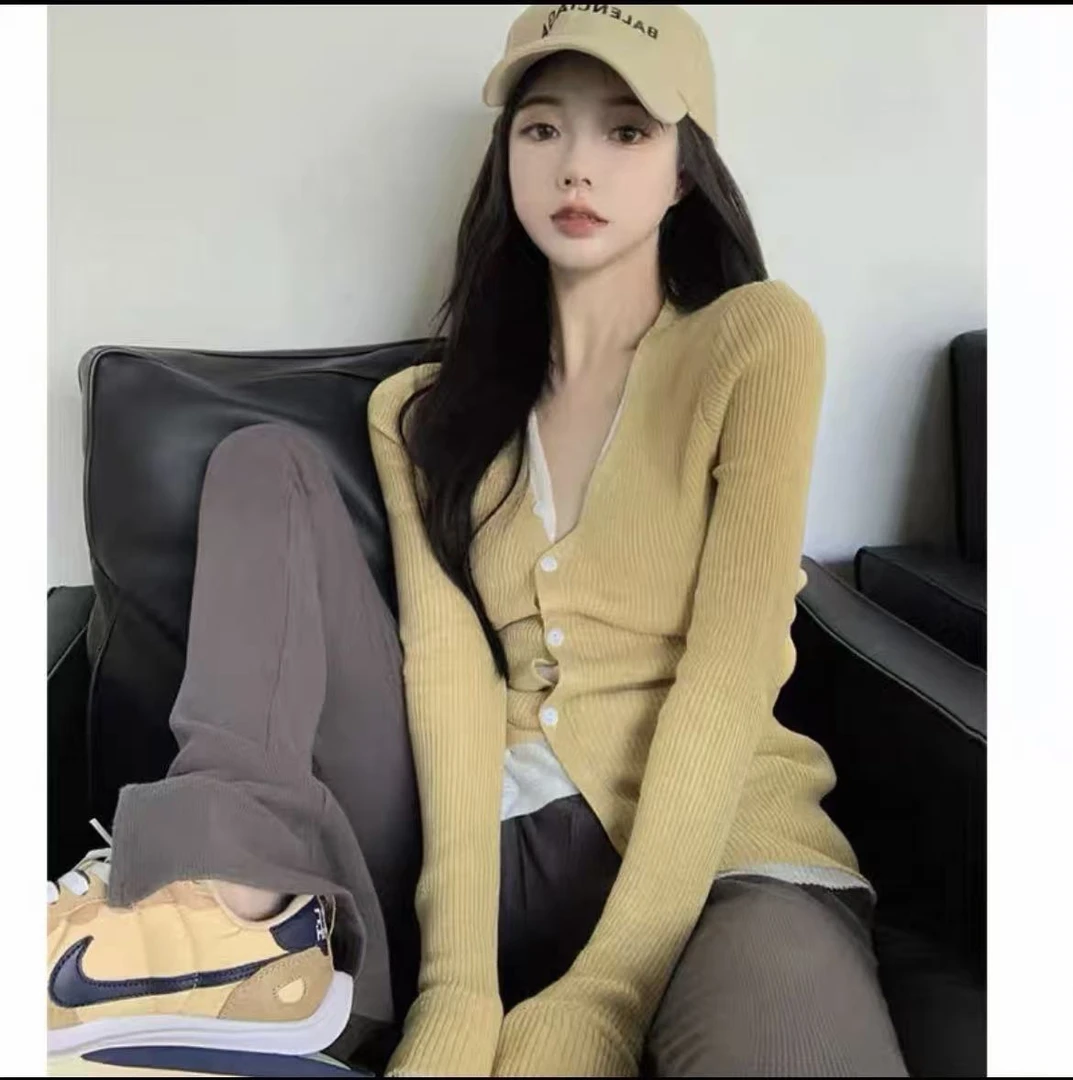 152#春秋显瘦长袖百搭薄款修身秋季设计感
