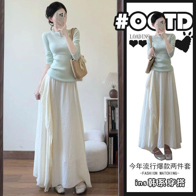 温柔风显气质套装女小个子法式连衣裙子女夏季时尚气质修身上衣潮