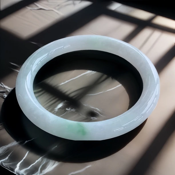 冰润飘浅绿玉镯55圈ruu缅甸天然翡翠美人镯保真老坑A货浅绿色圆镯