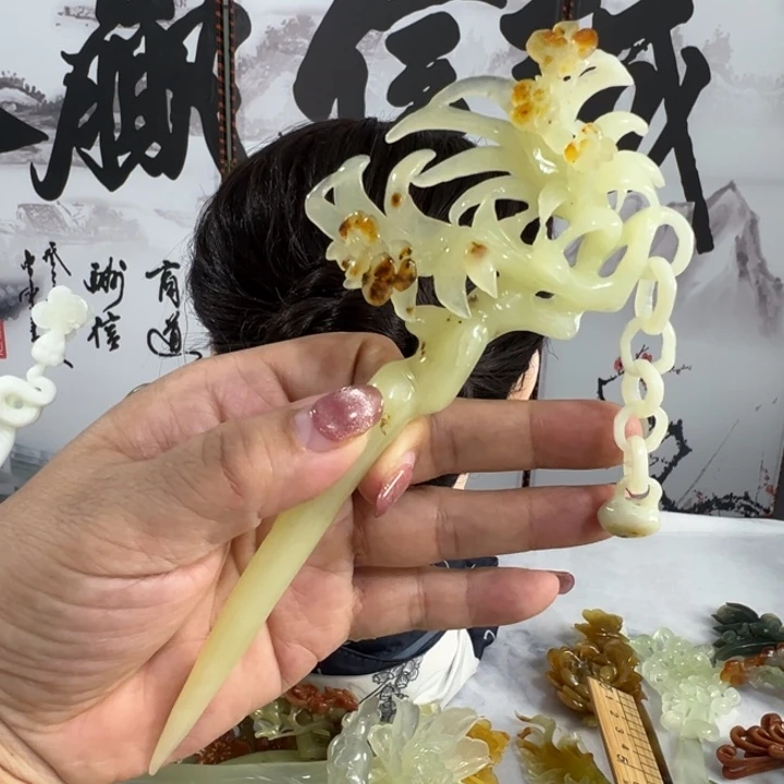 蛇纹石玉发饰未镶嵌含****）