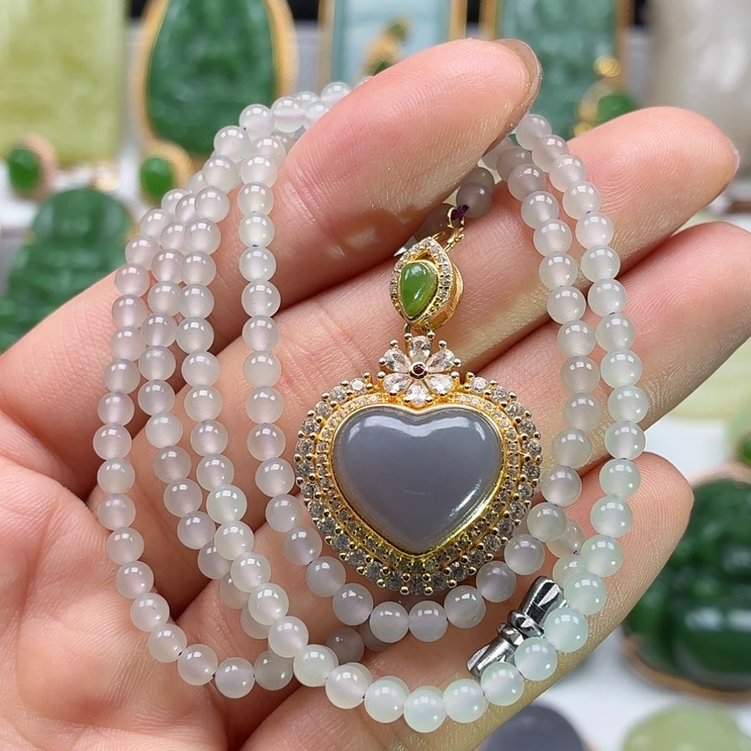 和田玉银S925镶嵌颈饰