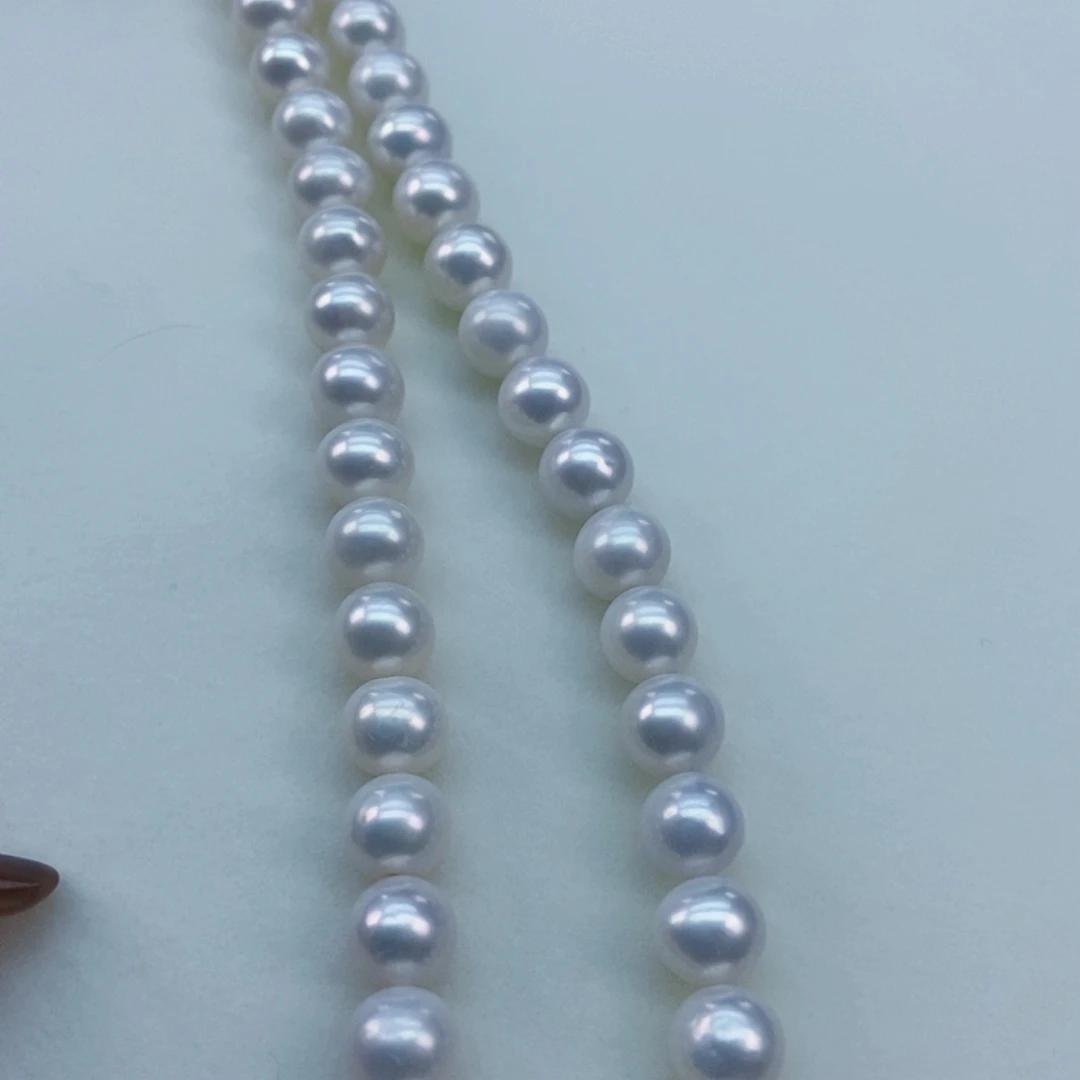 银S925镶嵌淡水珍珠8/9冷光赛澳白干净