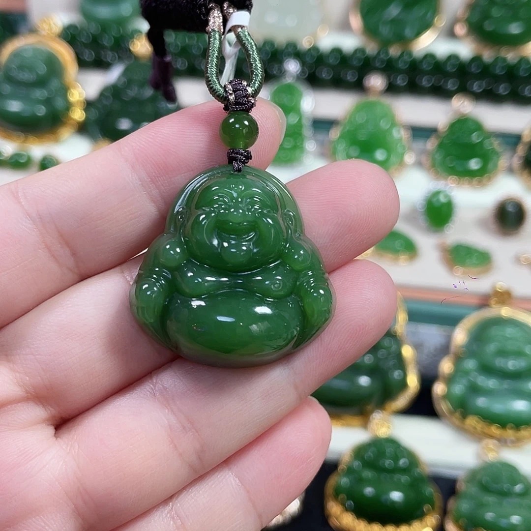 和田玉（碧玉）未镶嵌颈饰阳绿佛公30