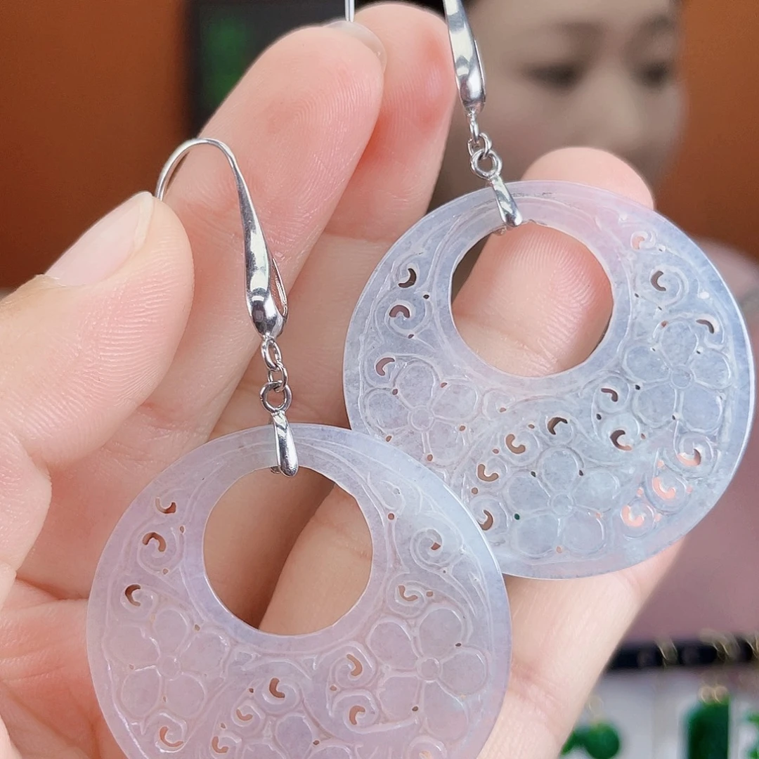 翡翠银S925镶嵌耳饰