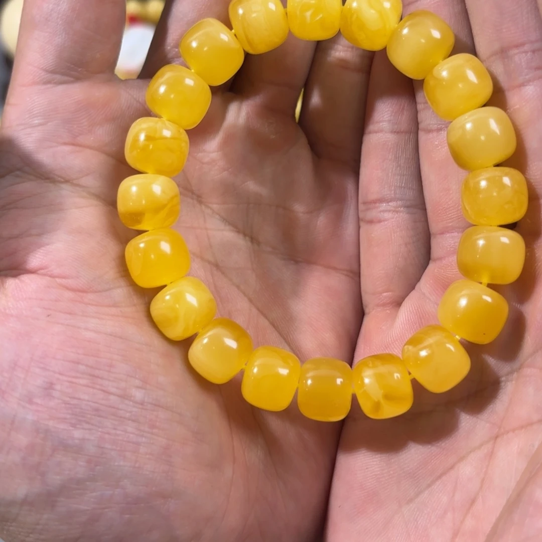 琥珀未镶嵌手链卡 12mm 焦皮料鸡油黄