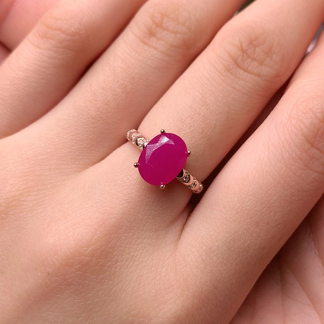 红宝石戒指银S925镶嵌