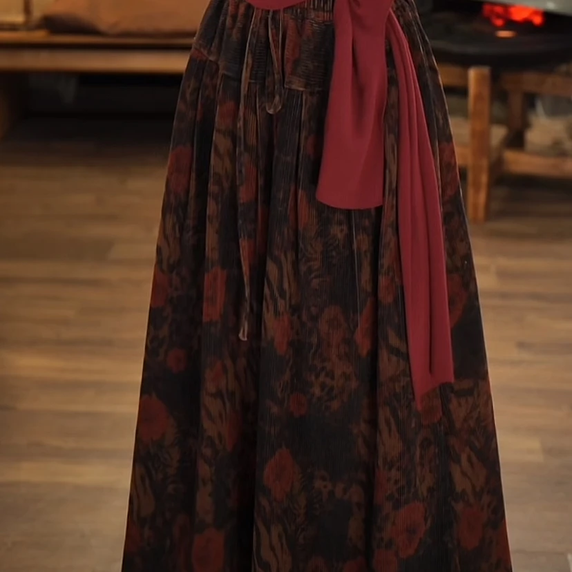 顾玖儿时尚气质百搭花色提花半身裙#H1389