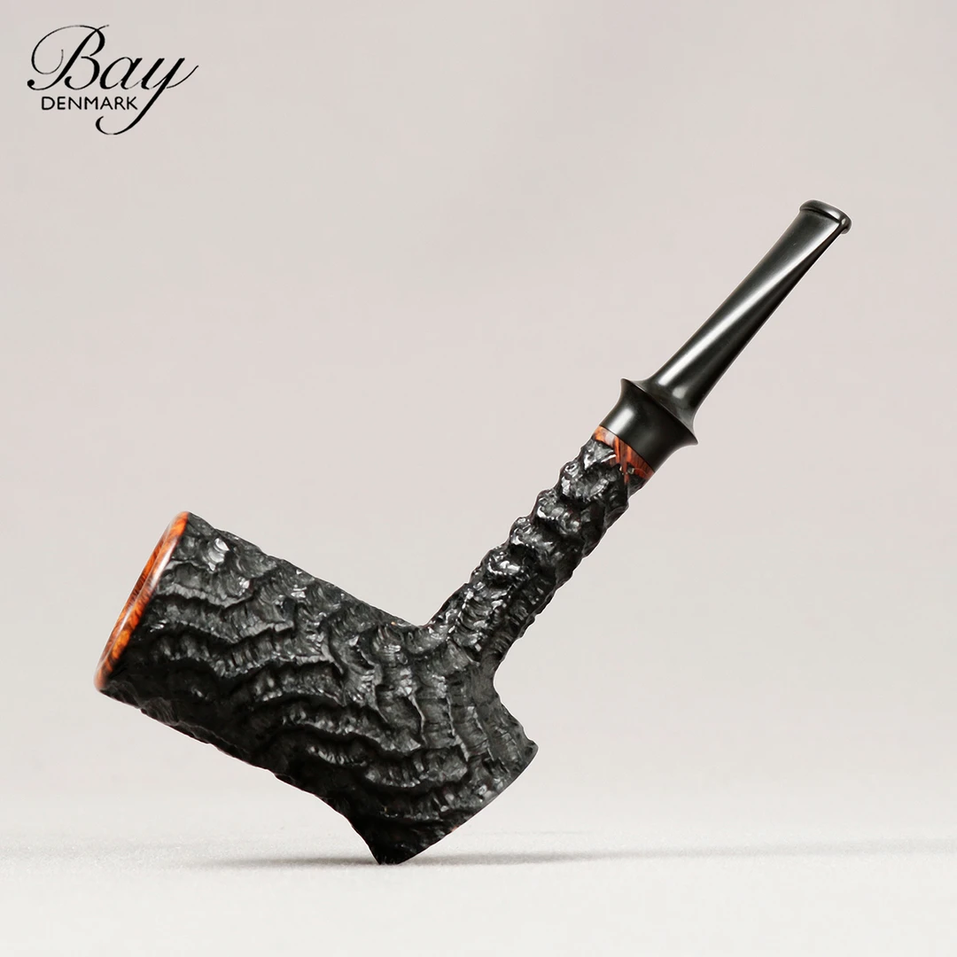 丹麦 BAY 迈克贝 雕刻喷砂烟囱桌斗  手工石楠木烟斗