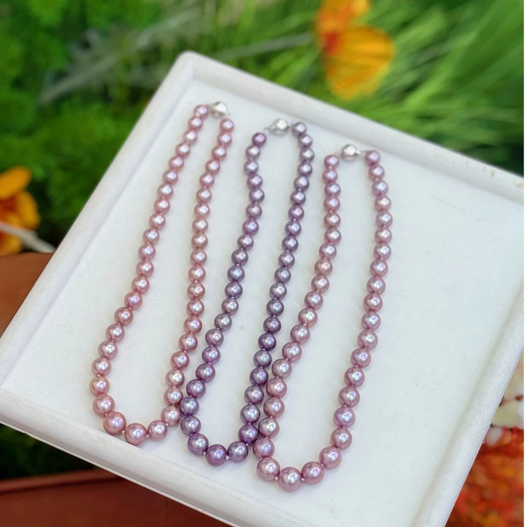 【晓艾珍珠】 淡水紫珠项链9-12mm（多样性发一）S925银 E16