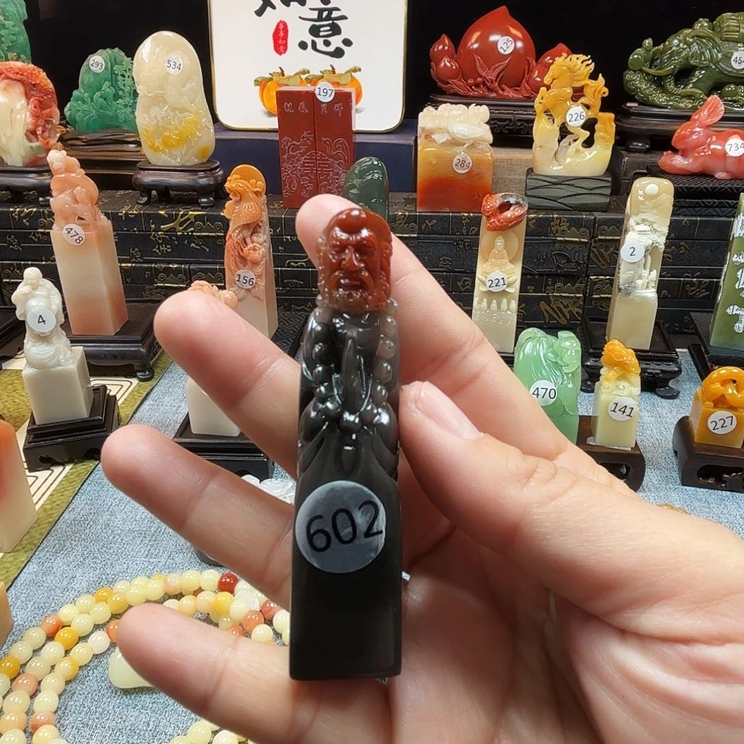 寿山石印石达摩佛珠8