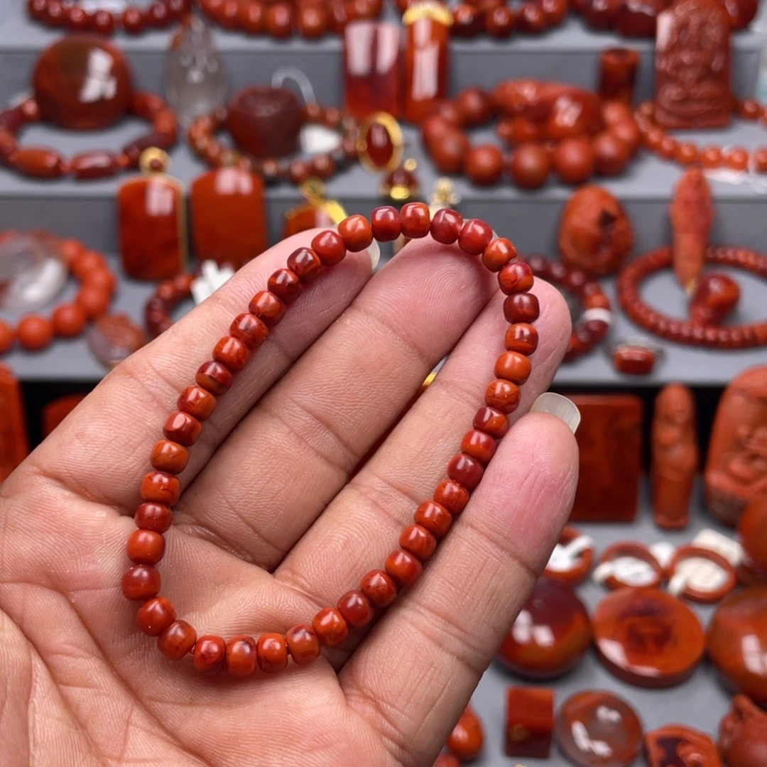 南红玛瑙未镶嵌珠宝奇石单圈5