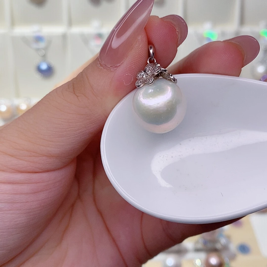 淡水珍珠银S925镶嵌吊坠(赠链)