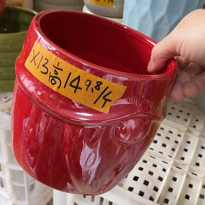 陶盆有孔 瑕疵针孔漏釉介意勿拍外口 13外高14