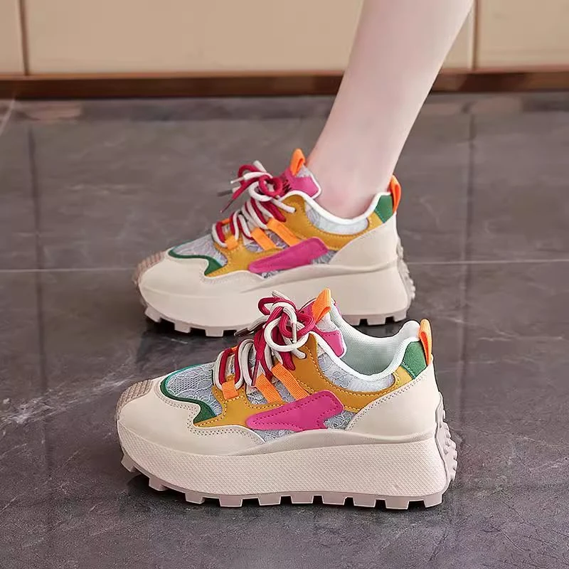 老爹鞋女款2025新款春季厚底增高不累脚舒适防滑小码35阿甘运动鞋