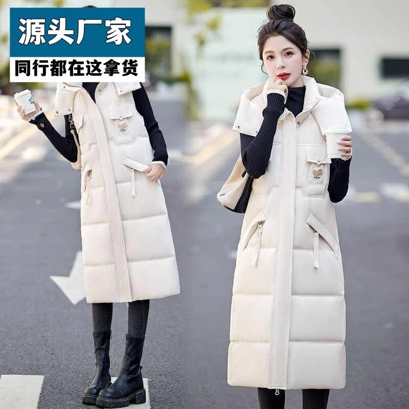 梵乐芬中长款马甲女士过膝2025冬季新款时尚爆款外套宽松外