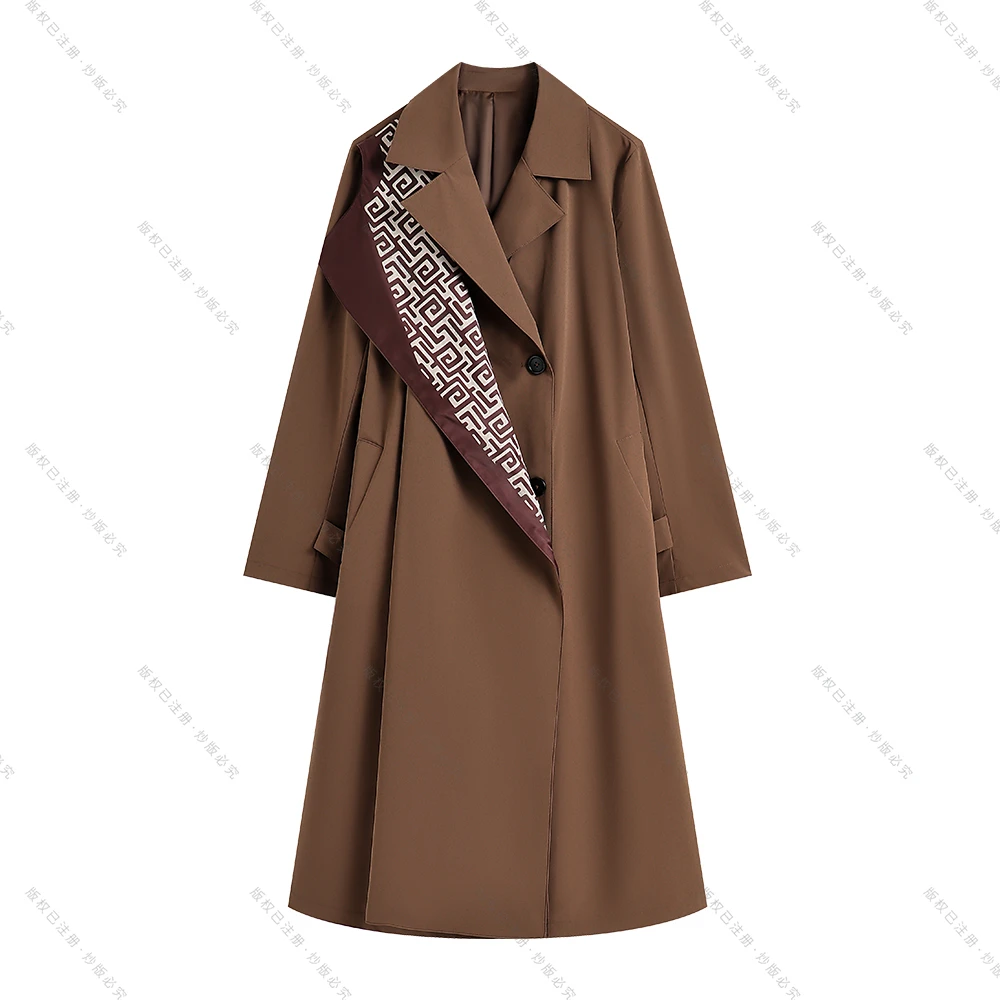 【南油虹姐】秋季2025新款翻领时尚百搭收腰气质中长款风衣