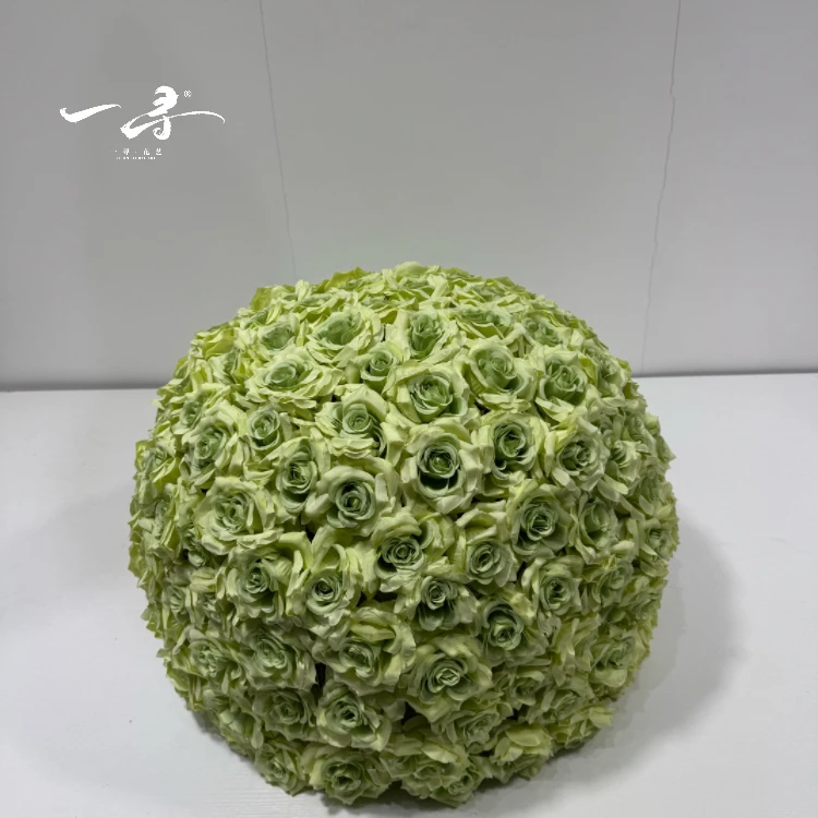 玫瑰花球-绿色-仿真花-韩式爆火四分之三半球仿真大花球