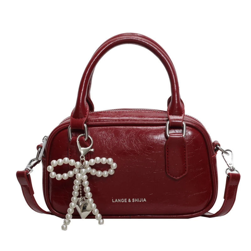 包包女夏季高级感手提包2025新款红色小方包简约百搭单肩斜挎01