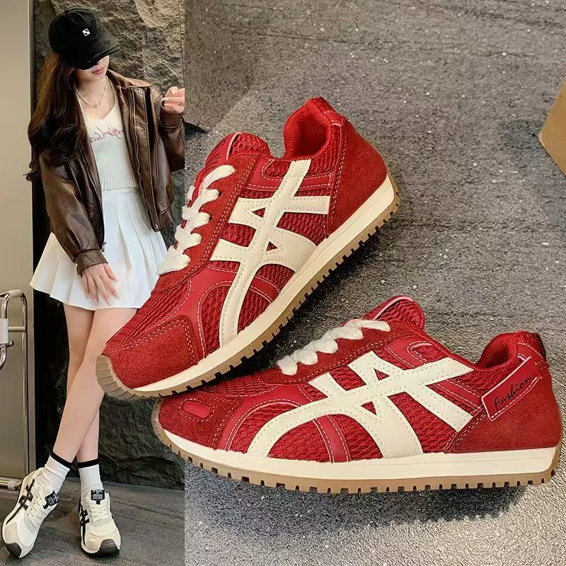 2025年厚底德训鞋女鞋秋季新款透气小白鞋休闲运动百搭阿甘女单鞋