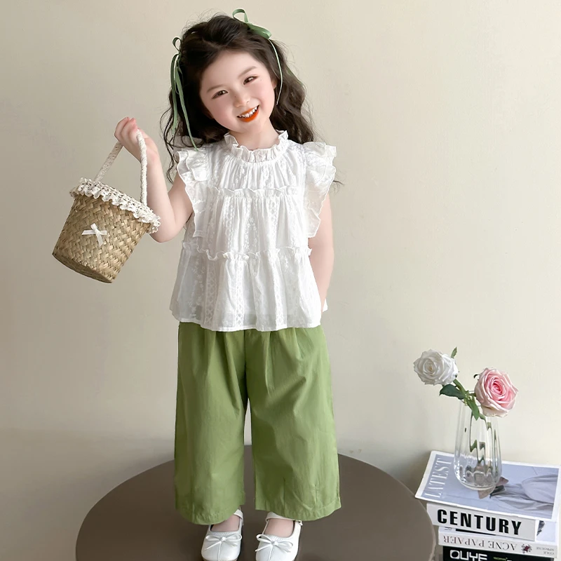 女童小女孩夏季套装新款韩版洋气儿童夏装娃娃衫休闲裤两件套
