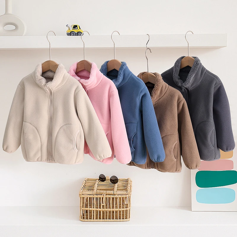 2025新款男童外套秋冬季加绒加厚儿童摇粒绒外套女童内胆校服神器