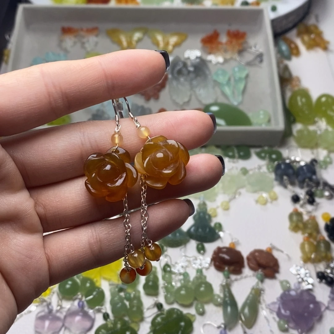 蛇纹石玉合金耳饰/颈饰