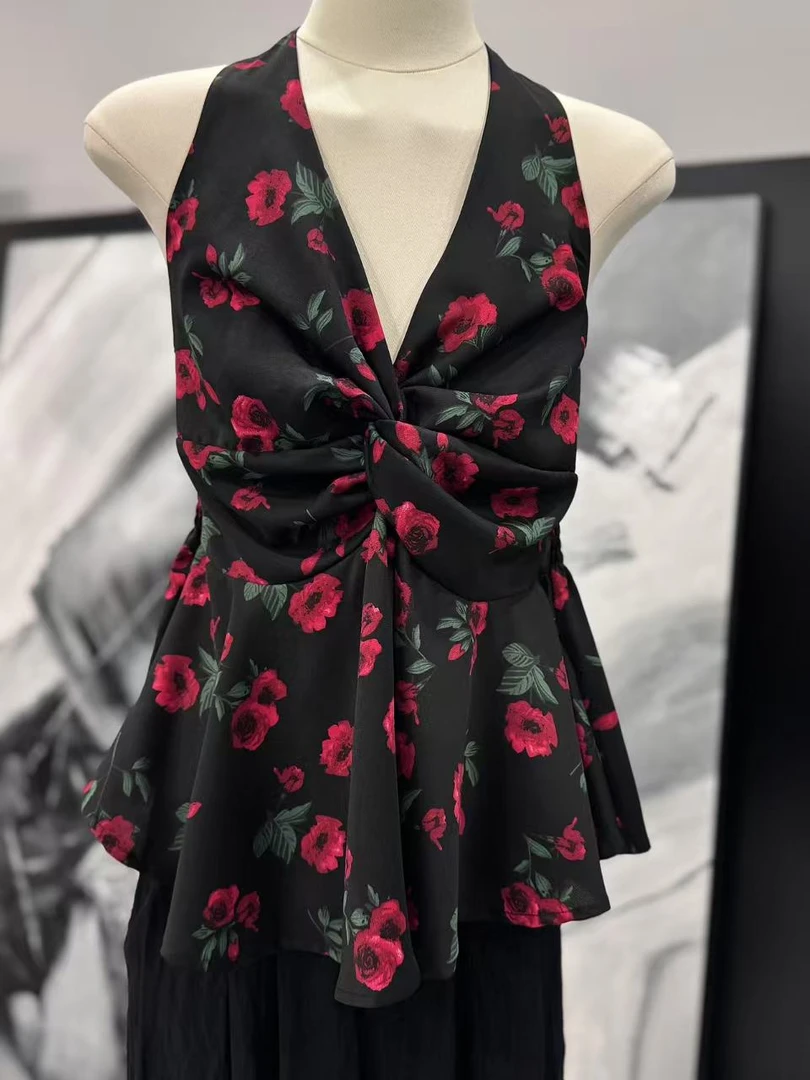 192韩版时尚复古通勤气质百搭女士夏季沙滩挂脖背心