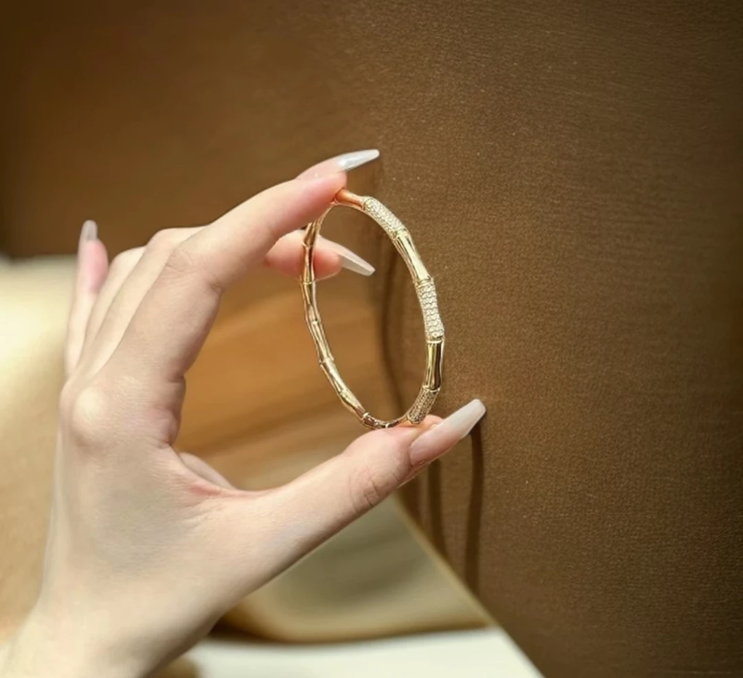 合金手镯 镀K金 竹节系列手镯 轻奢高定版本文艺时尚百搭素款