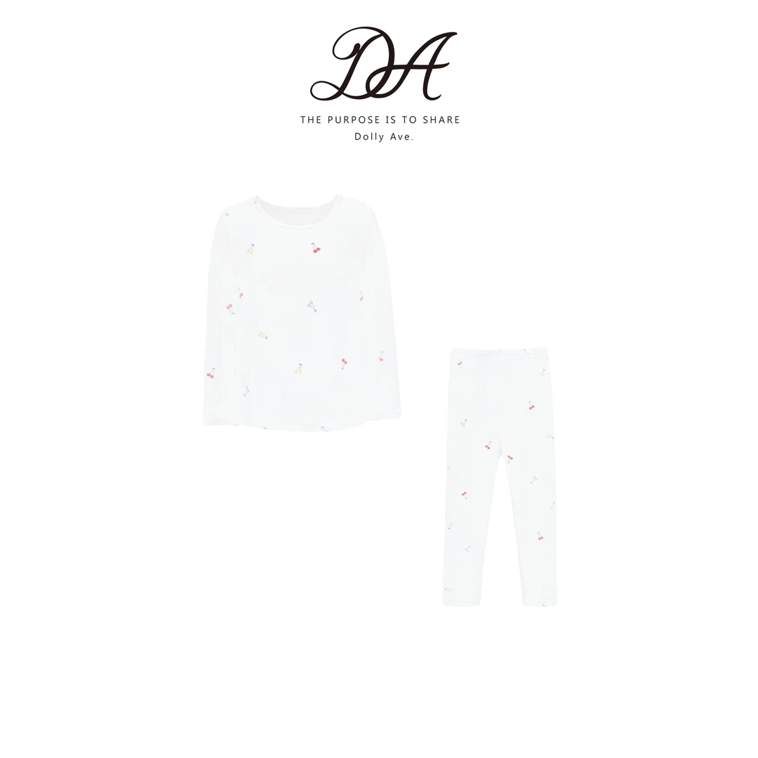 Dolly Ave「黑标系列」轻柔舒适高弹樱桃女童家居服套装