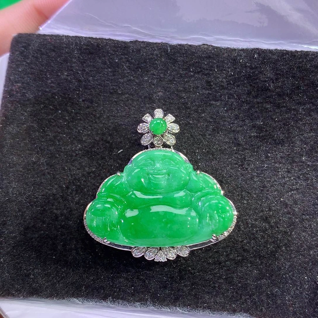 翡翠18K金镶嵌吊坠(赠链)