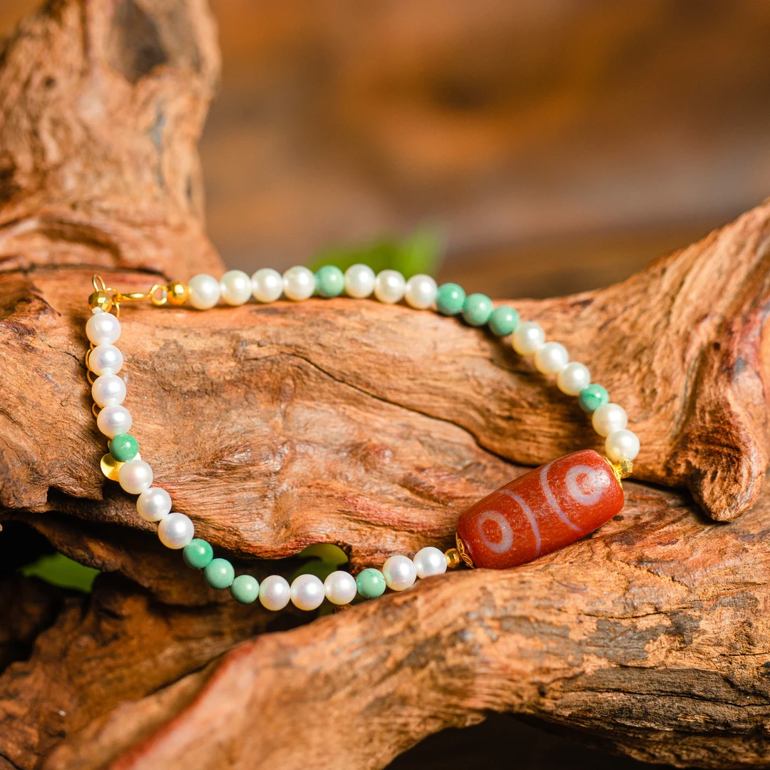 五月火活动18K红肉七眼天珠珍珠玛瑙手链（ 拉萨直发）DU25033103