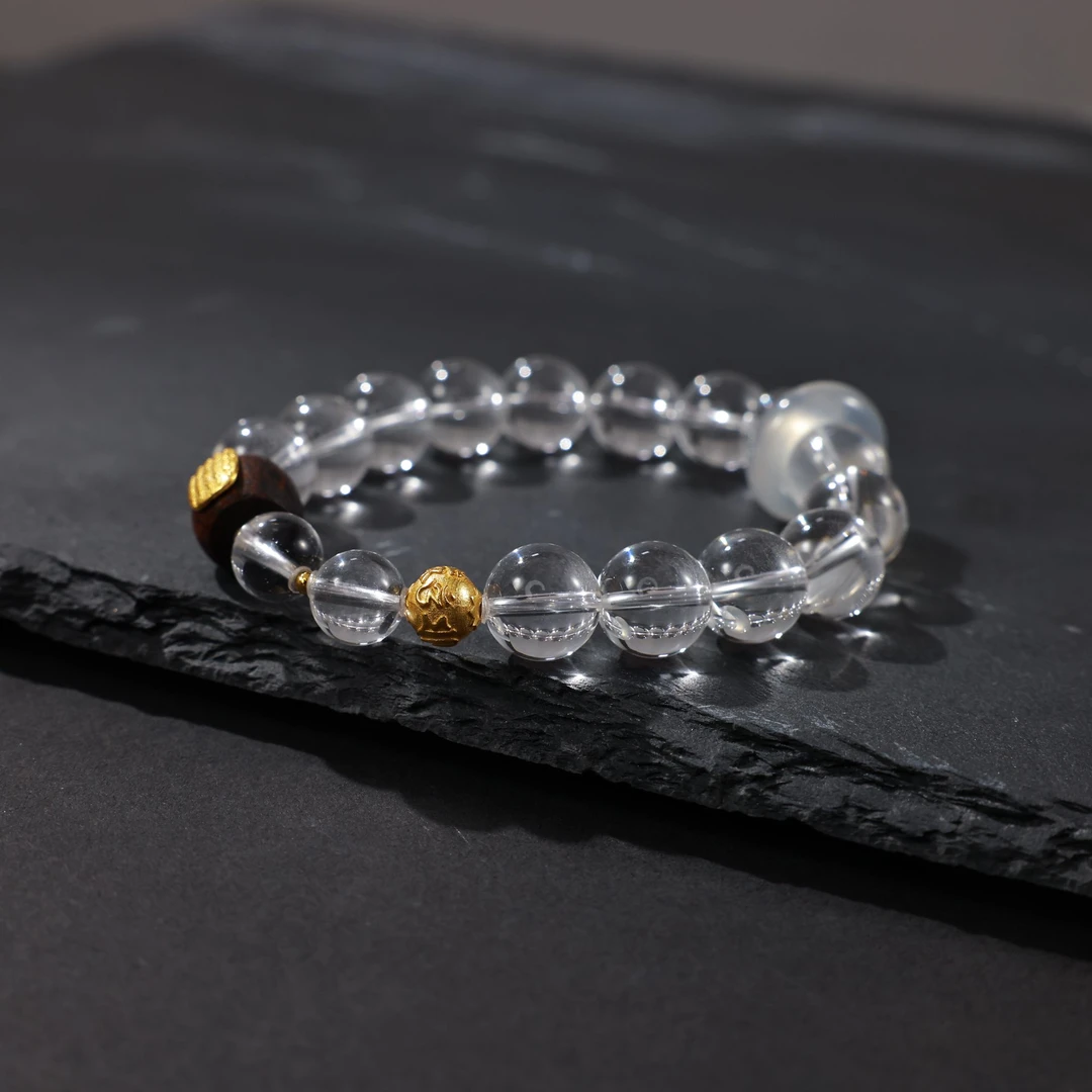 「晨露」平安系列  天然白水晶设计款手串