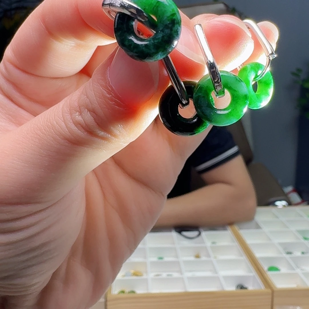 翡翠银S925镶嵌耳饰多样性发货其一