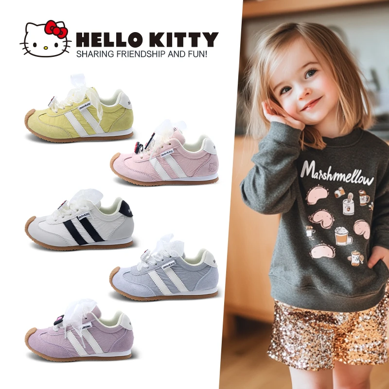 HELLO KITTY/凯蒂猫魔术贴女宝新款糖果色蕾丝公主芭蕾舞阿甘鞋