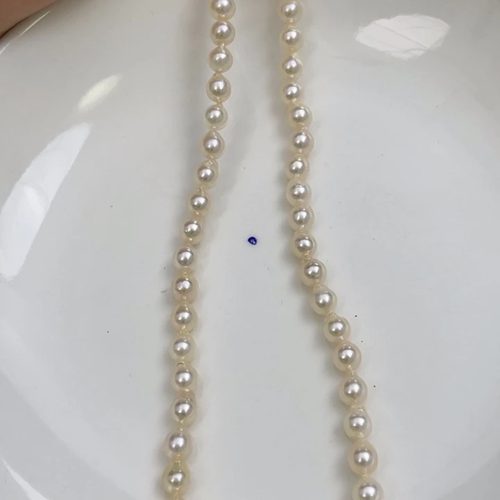 海水珍珠颈饰银S925镶嵌Akoya小米链5-6mm