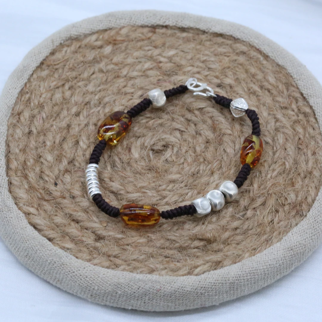 925银手链 花花泊珀金刚结手串手链