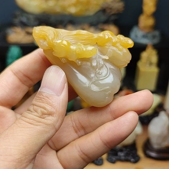 寿山石印石手把件手把件