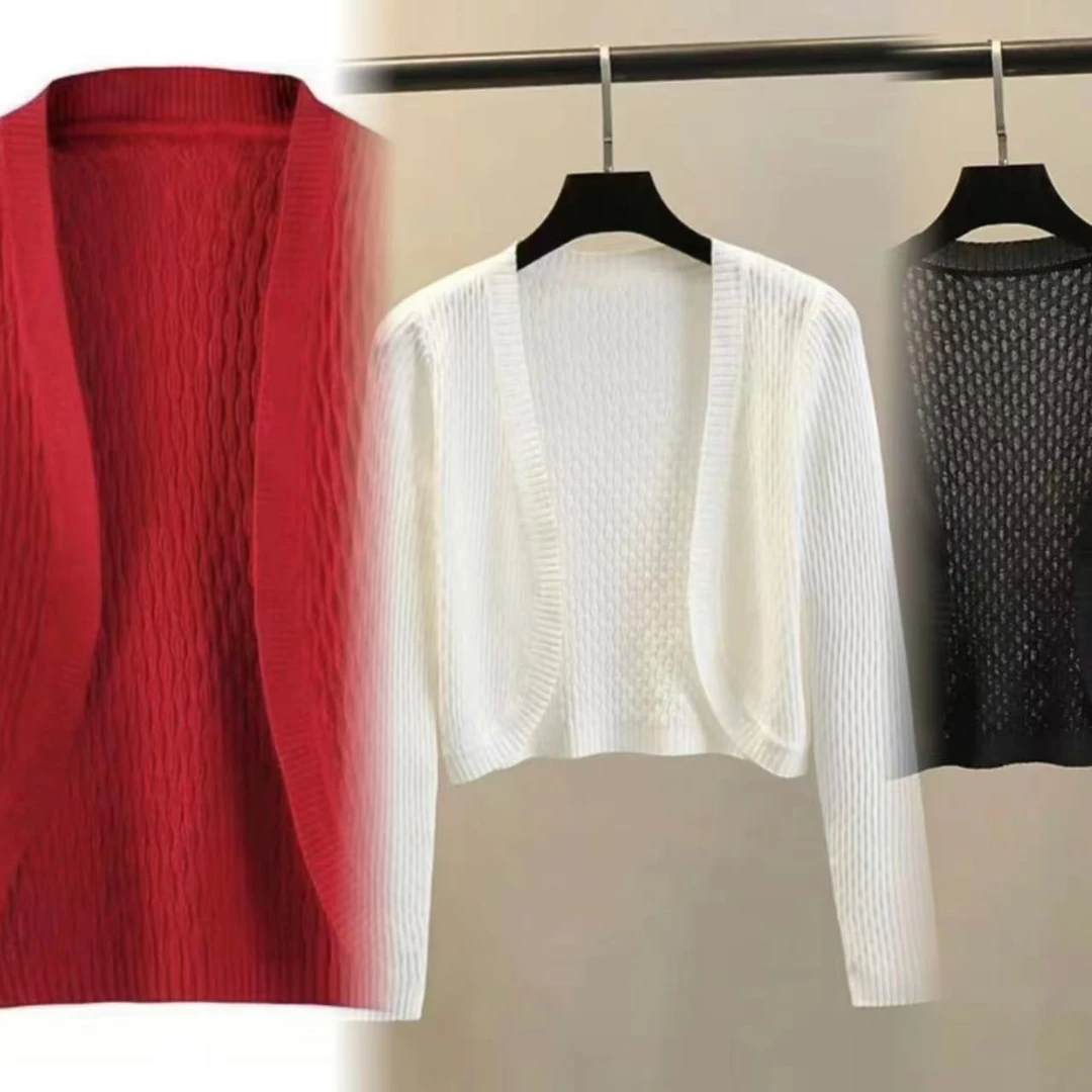 【草长莺飞】针织开衫女短款披肩防晒夏季冰丝薄款旗袍外搭配