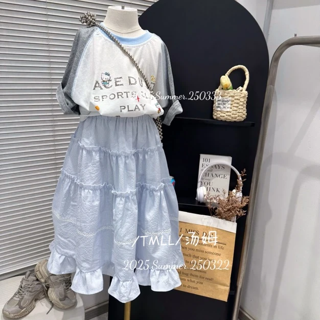 《女童半裙》110-160女童韩系甜美蛋糕裙a字半身裙250322